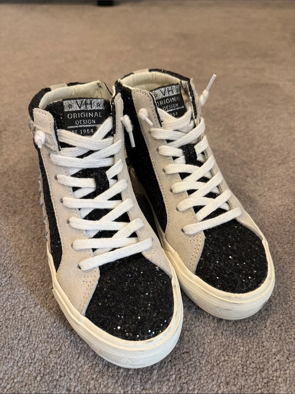 Vintage Havana Black Sparkle & Gray High-Top Women's Sneakers